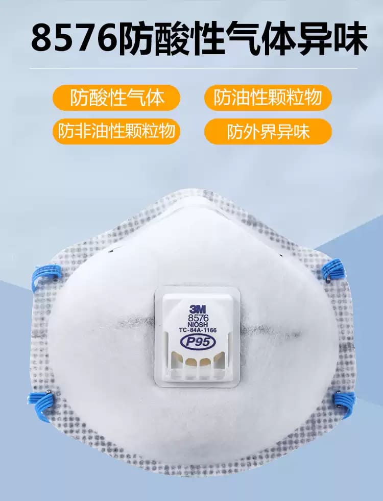 3M 8576CN 防颗粒物口罩 （头戴式、活性炭、减除酸性气体异味、呼气阀）